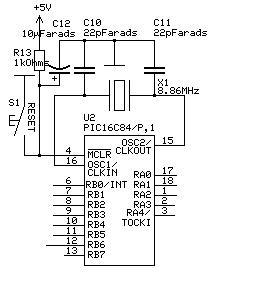 Alarm system circuit: the PIC16F84 microcontroller