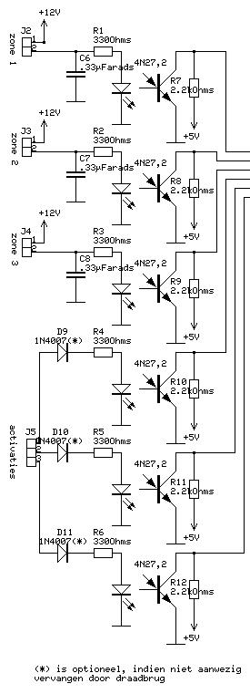 Alarm system circuit: the zone inputs