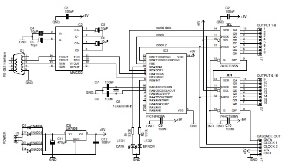 Schematic diagram for I2C bus scanner
