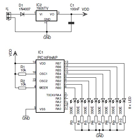 Schematic diagram of the Knight Rider lightcomputer