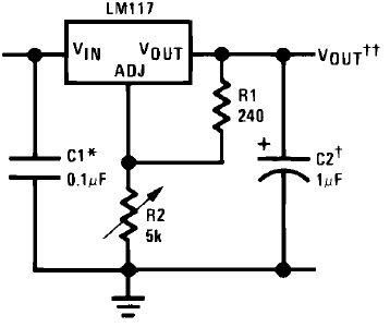image of a standard LM317 application