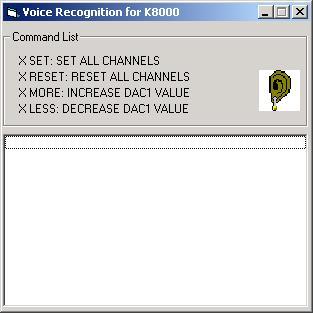 Screenshot of the K8000 speech recognition program